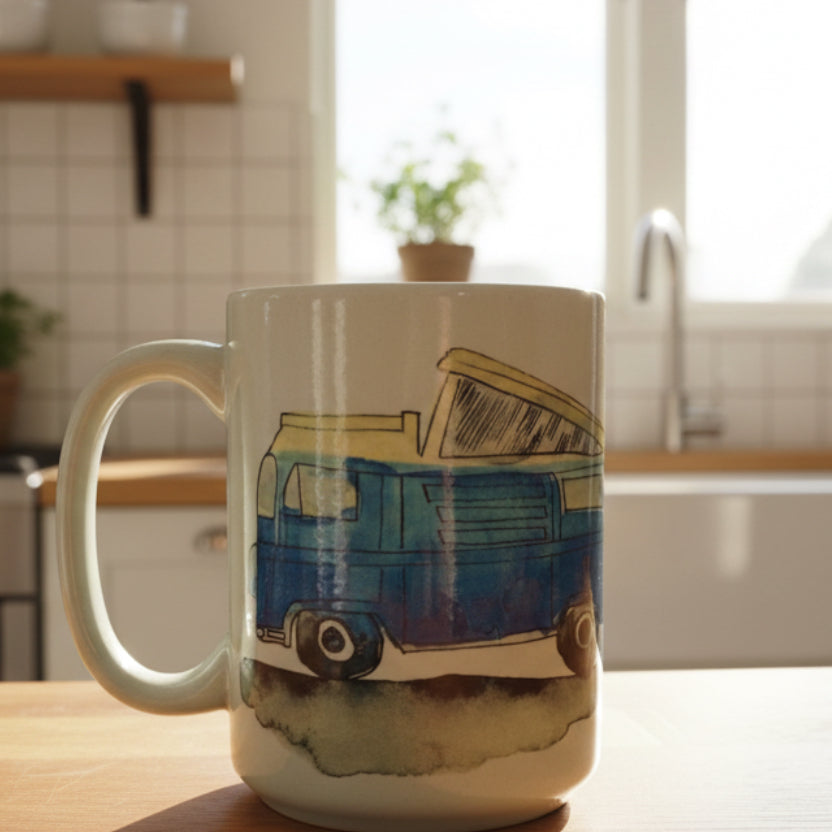 VW van - Blue Mug 15 oz