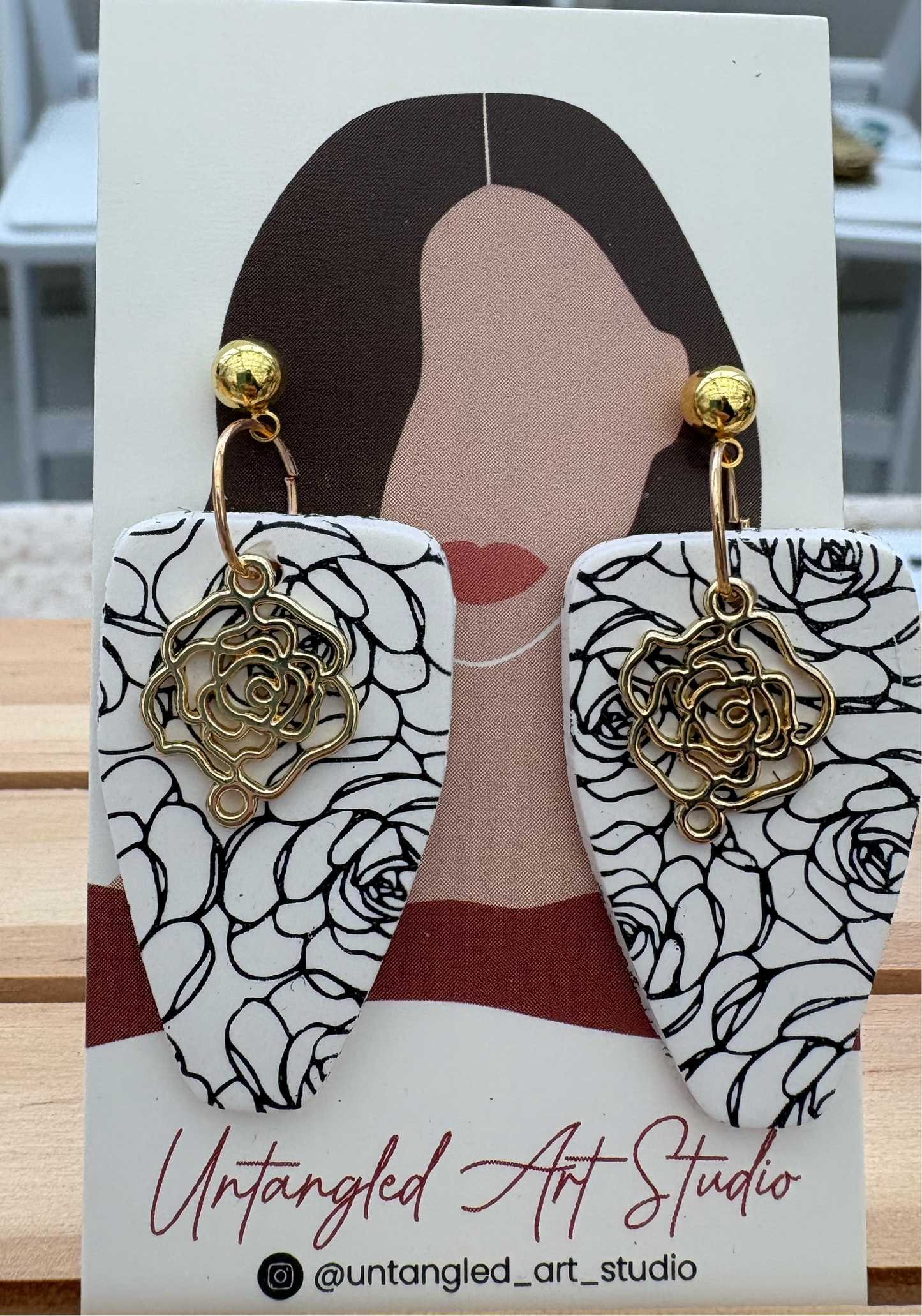 Jordan -Black & White flower earrings