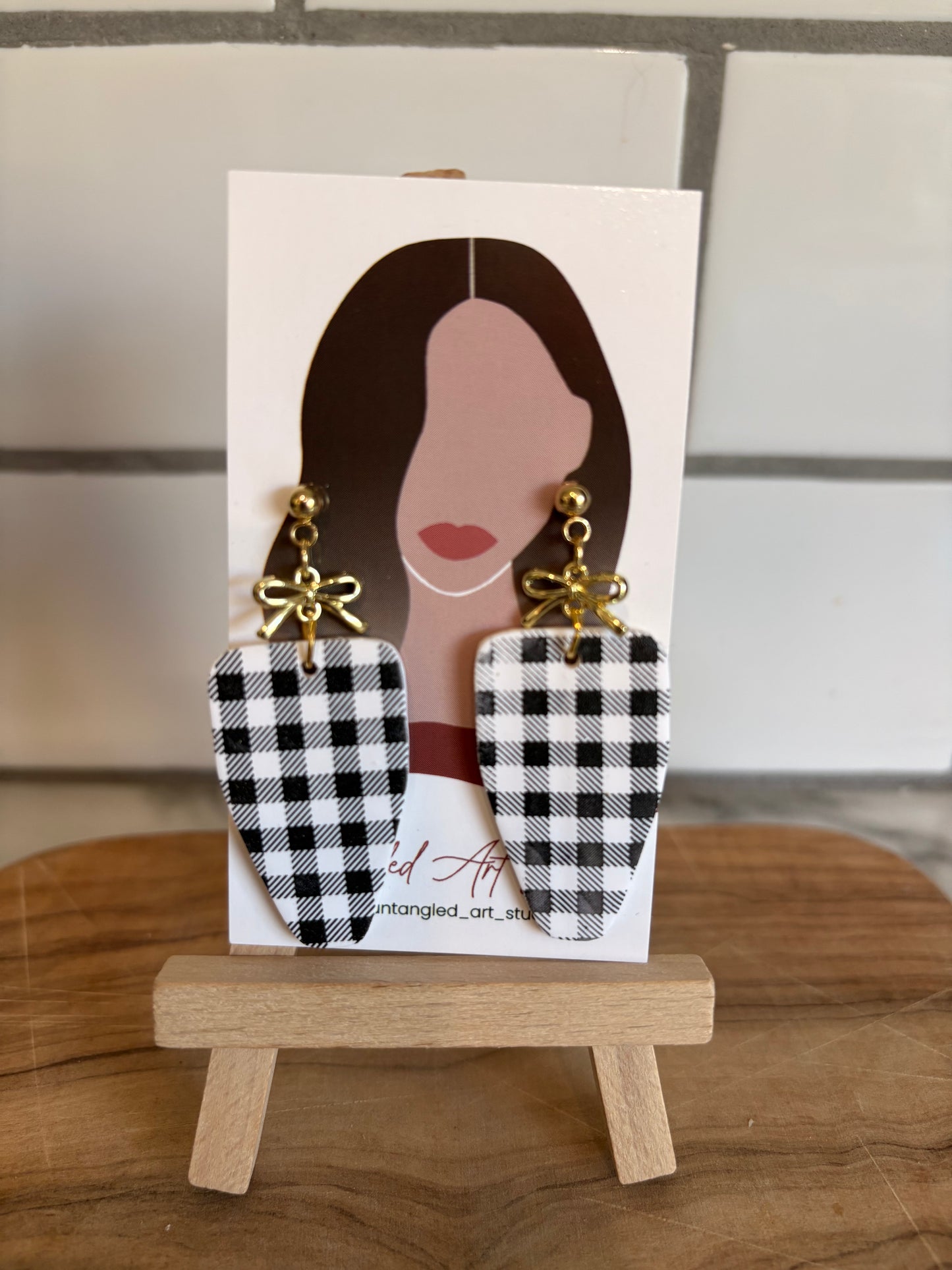 Gingham Black Earrings