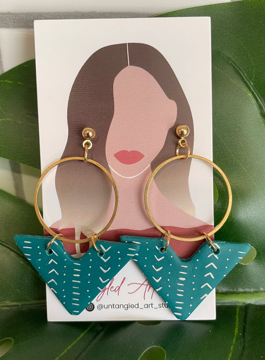 Adele Clay Earrings/ Turquoise with print